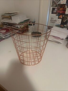 Copper Wire Mesh Wastebasket - Home Accents